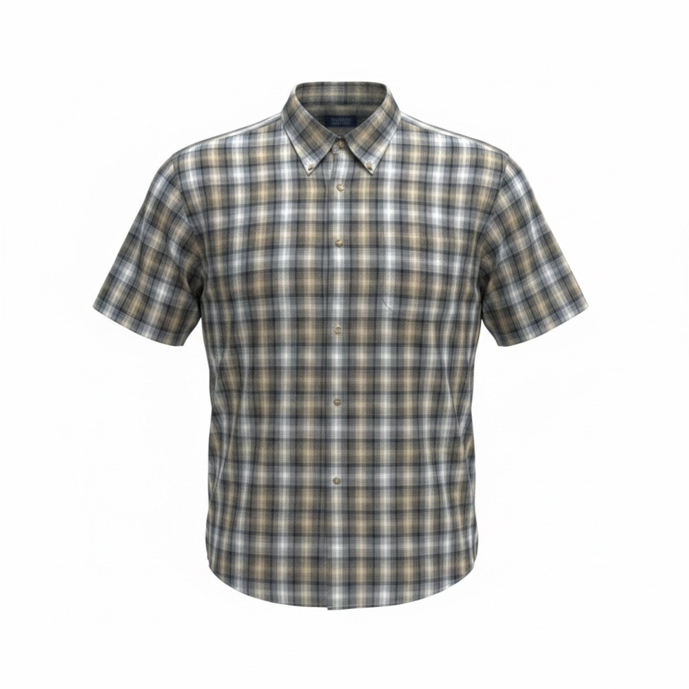 Natural Issue Wrinkle Free Short Sleeve Plaid Button Up Shirt Men's XL